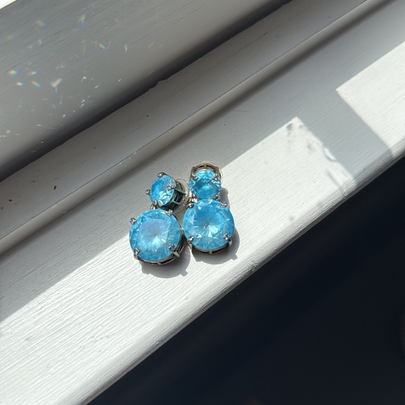 Aqua Blue Dangling Earrings - Picture 2 of 2